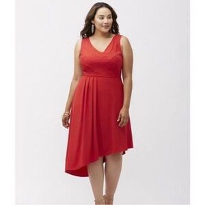 Lane Bryant Dress Red V Neck Flowy Sleeveless
Asymmetrical Hem A Line Formal